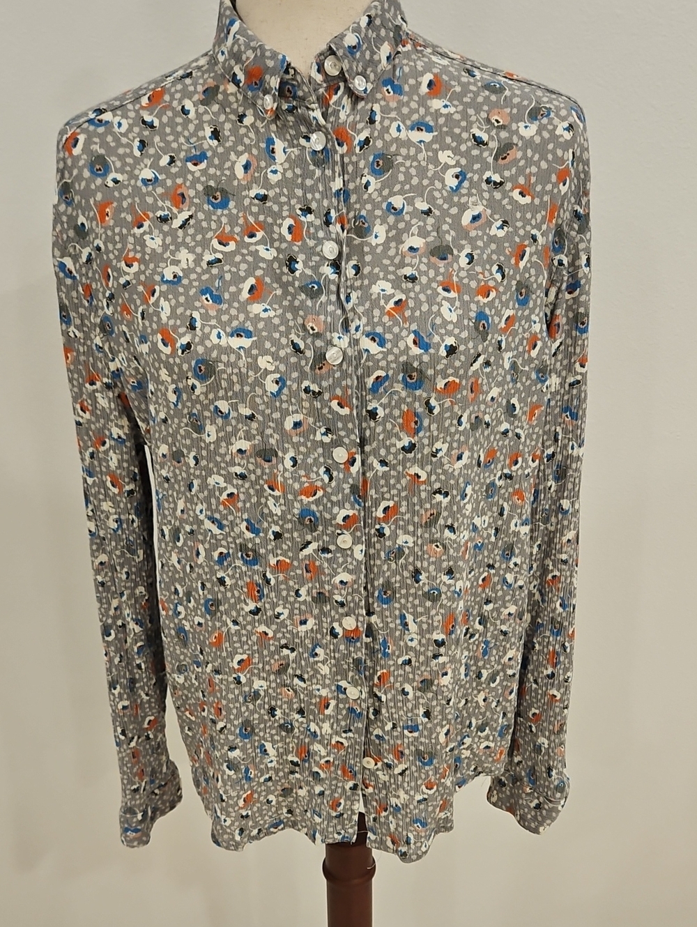 Authentic Libertine Main Line Abstract Floral Grey Button Down Shirt - Size L